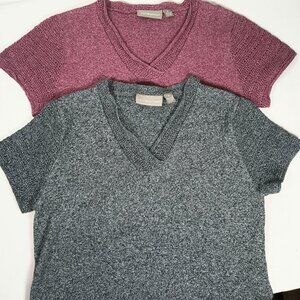 Bundle 2 Croft and Barrow Knit Sweater Tops Short Sleeve Small